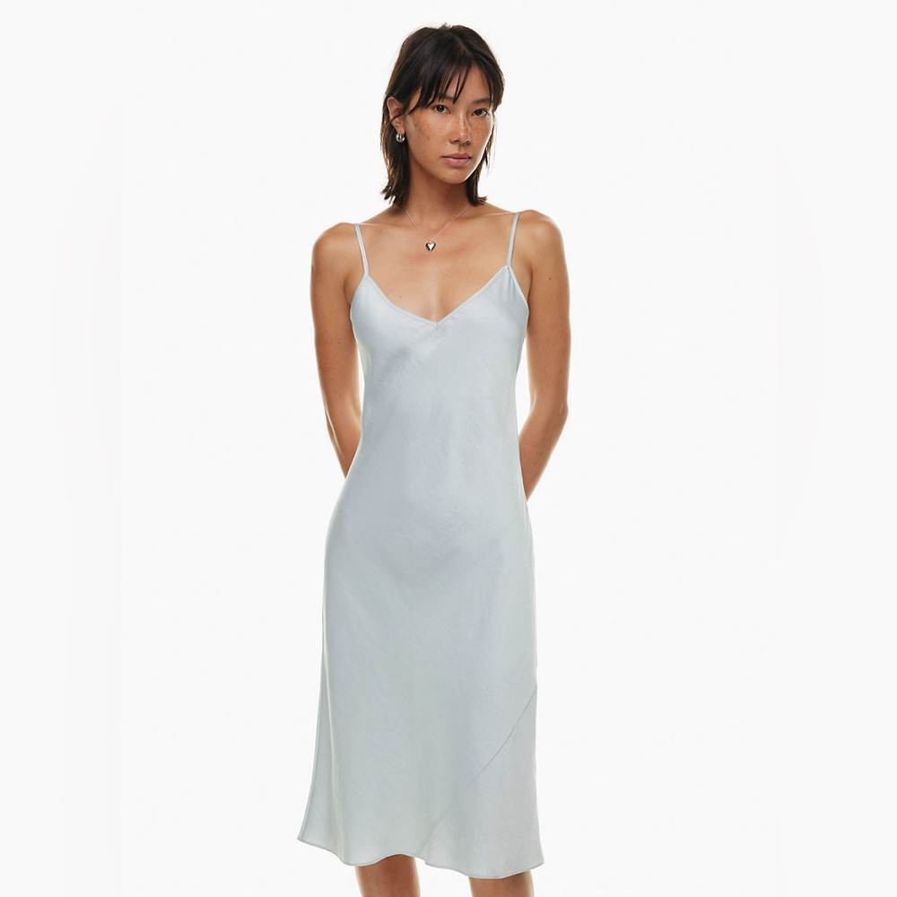 Aritzia Wilfred Only Slip Satin Midi Dress - Baby Blue - L